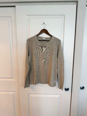Venroy Men’s 100% Linen Raglan Crew Sweater Medium Taupe